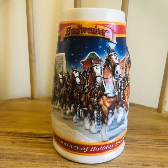 Vintage '99 Budweiser 20th Anniversary Holiday Beer Stein A Century of Tradition - Picture 8 of 12